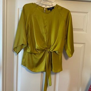 Chartreuse tie blouse